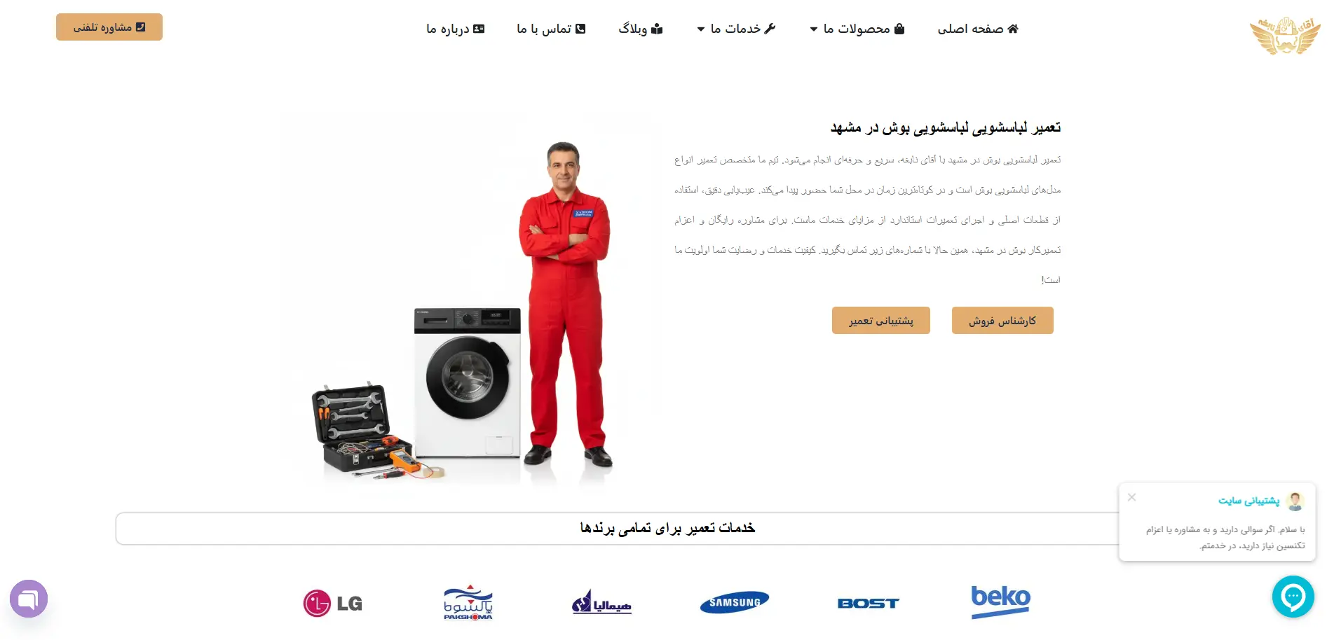 تعمیر لباسشویی بوش در مشهد آقای نابغه-هنرآموز