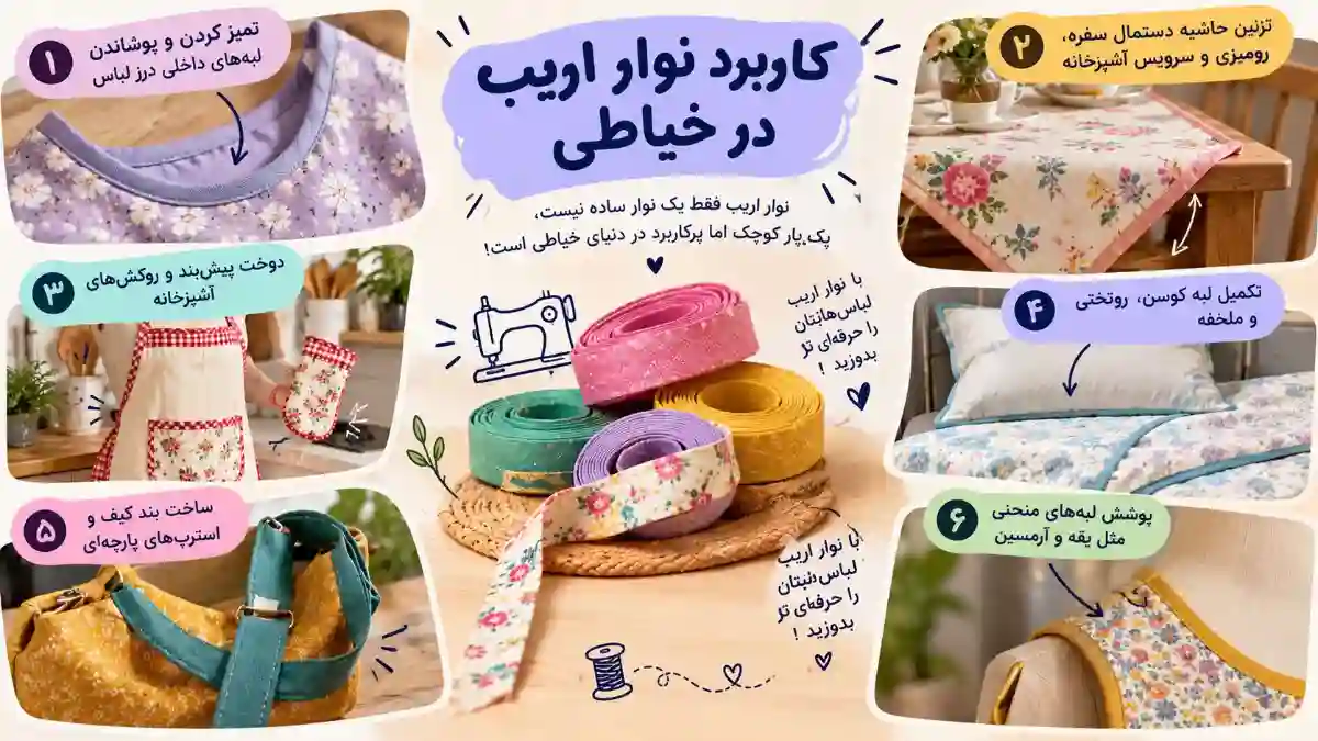 کاربرد نوار اریب در خیاطی-هنرآموز