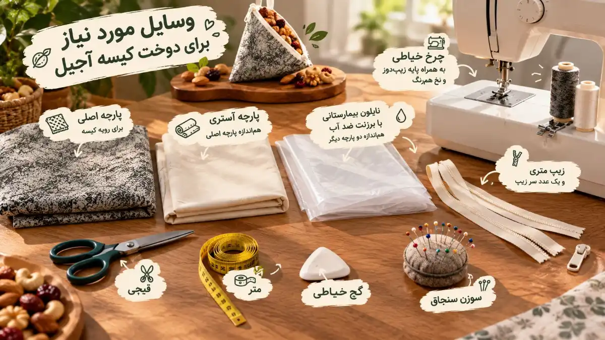 وسایل مورد نیاز برای دوخت کیسه آجیل-هنرآموز