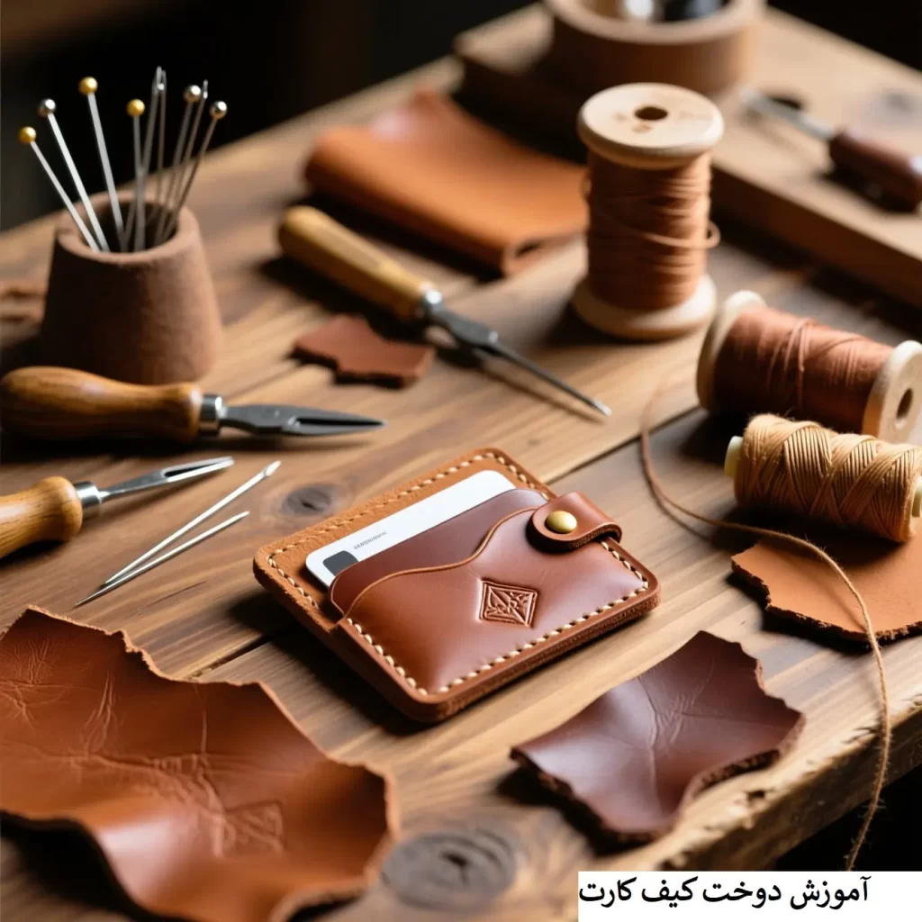 آموزش دوخت کیف کارت چرم-هنرآموز