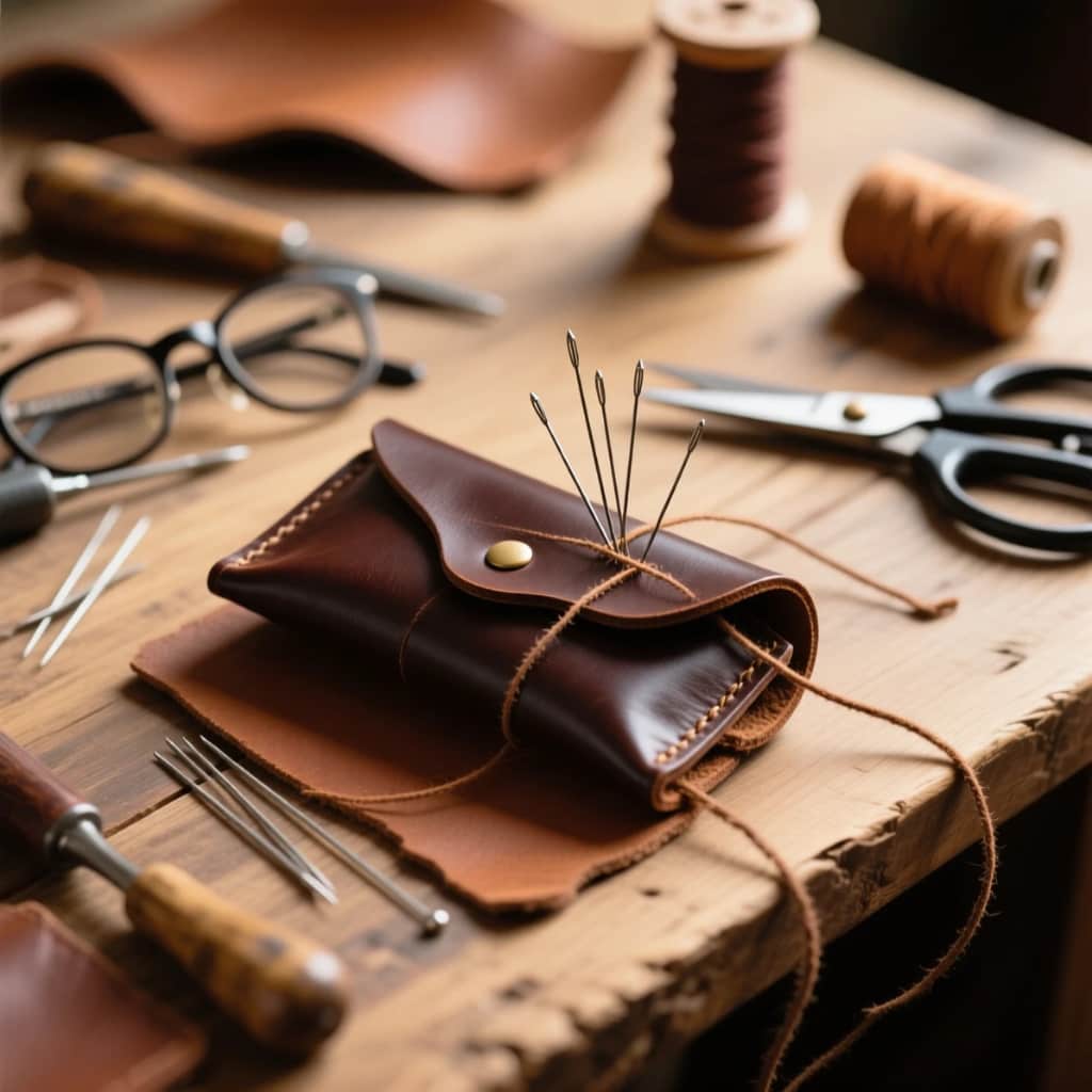 آموزش دوخت کیف عینک چرمی