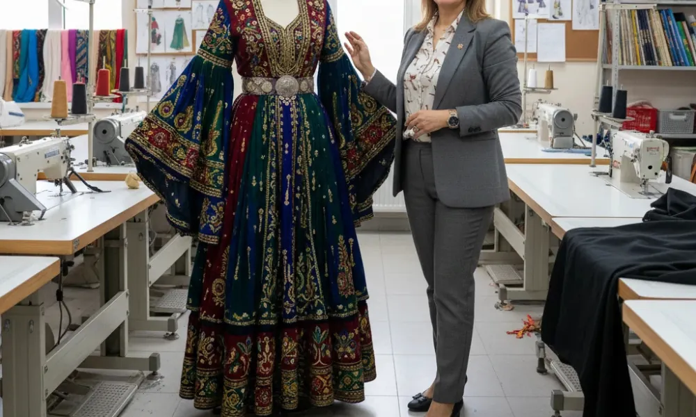 آموزش دوخت لباس کردی مهابادی-هنرآموز