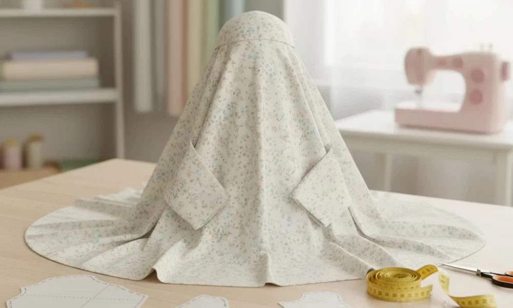 آموزش دوخت چادر آستین دار بچه گانه-هنرآموز