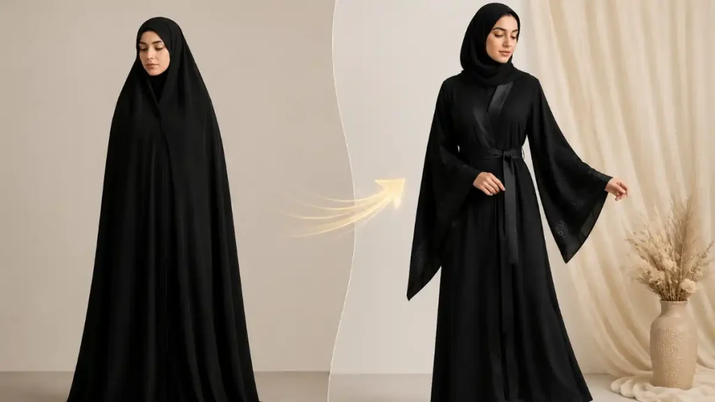 تبدیل چادر ساده به مانتو عبایی-هنرآموز
